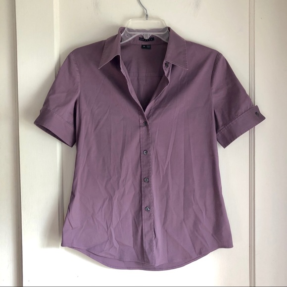 Theory Tops - Theory Purple Short Sleeve Button Down Top